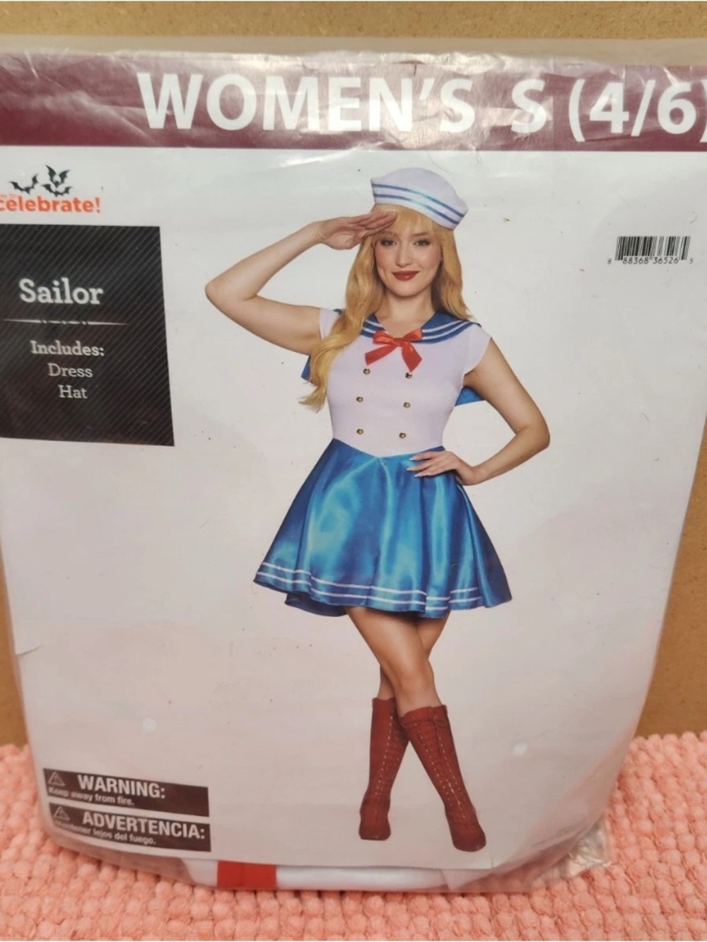 Women's Blue Sailor Halloween Costume Blue and white with Red Bow Small (4/6)